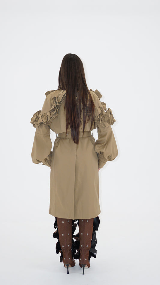 Ruffle trench coat