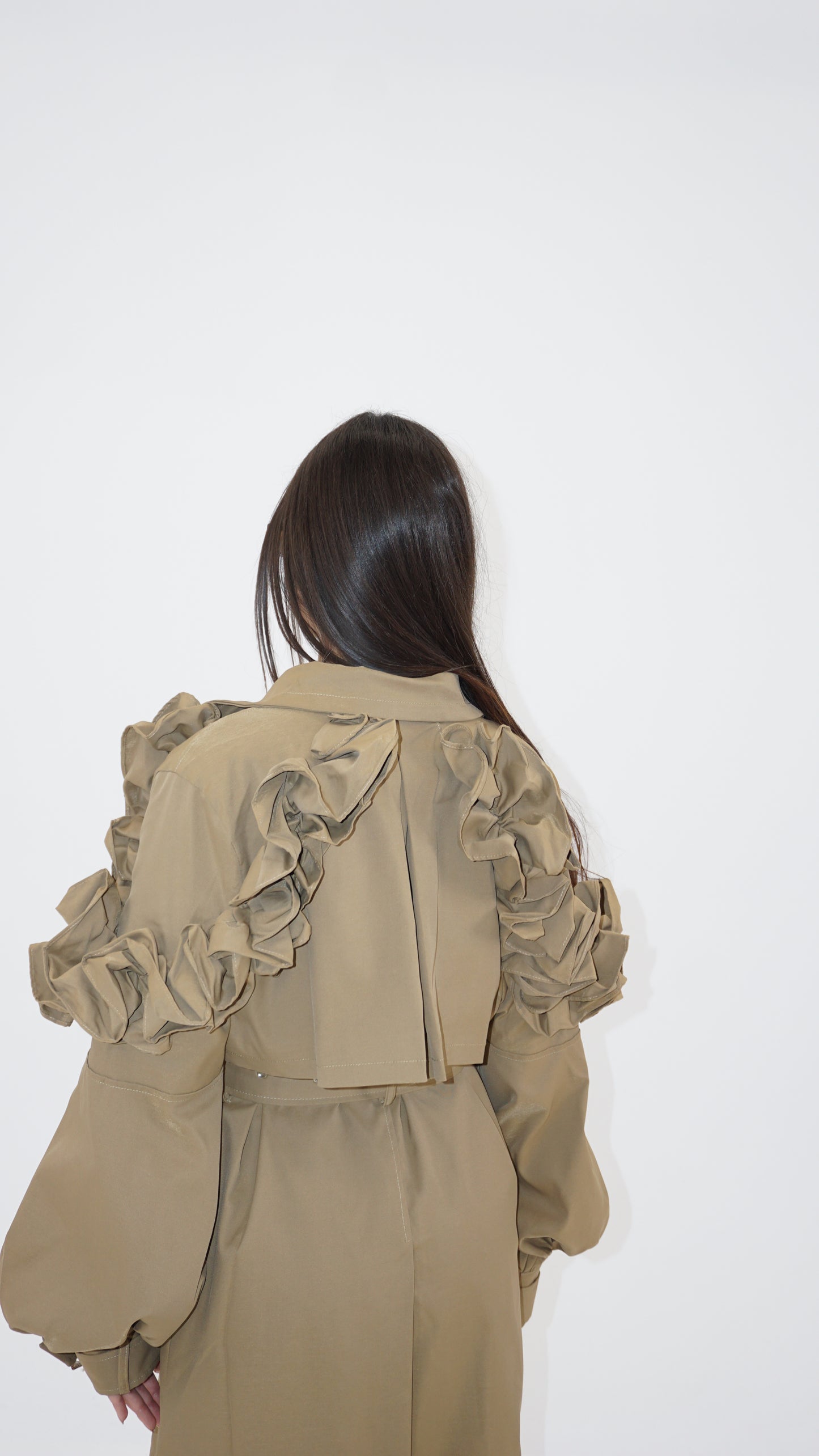 Ruffle trench coat