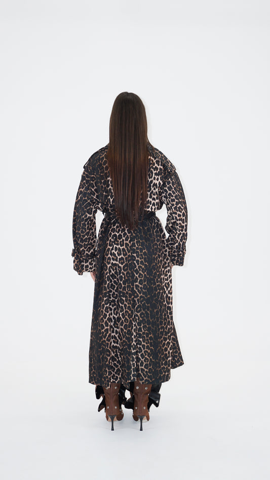 Leopard trench coat